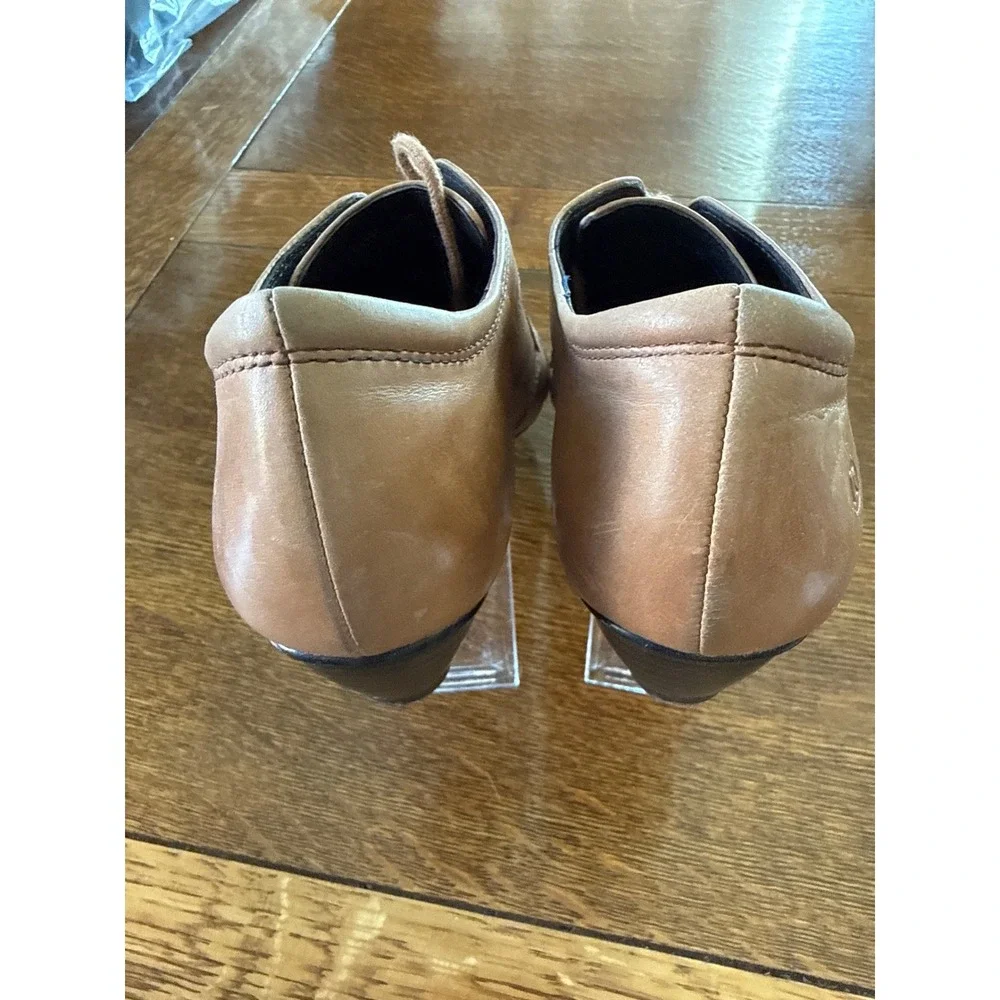 Josef Seibel Womens Tan Leather‎ Lace Up Wingtip Oxford Comfort Heels Size 6.5